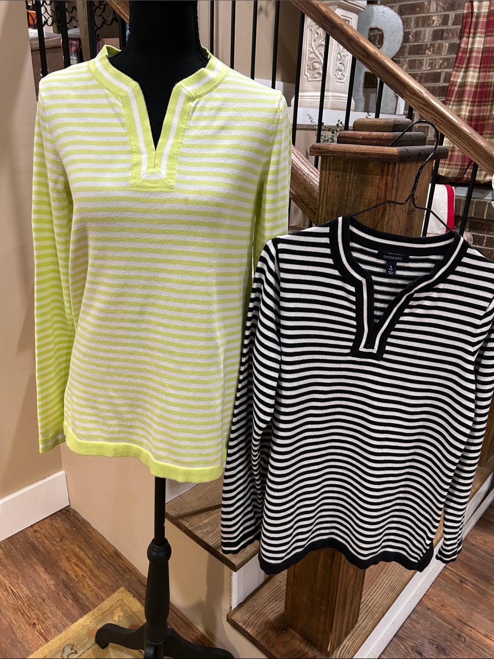 Lands' End S (6-8)  bundle of two Striped Split-Neck sweaters